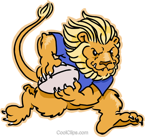 Lion Playing Rugby Royalty Free Vector Clip Art Illustration - Victoria Ave Elementary School (753x700)