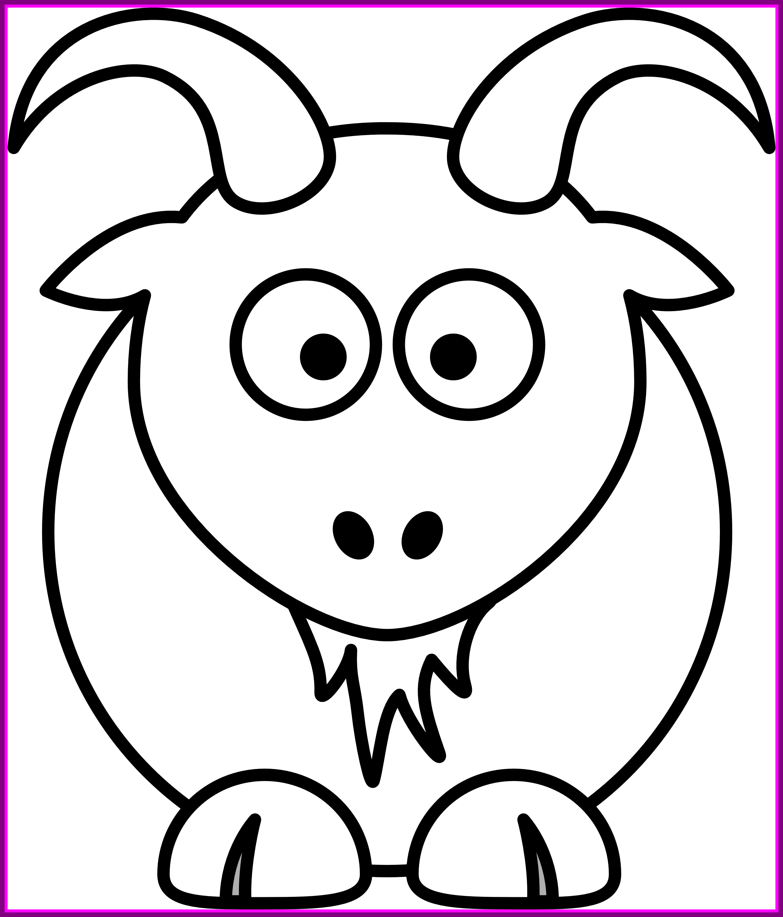 Best Animals Clipart Black And White Felting Picture - Goat Cartoon Easy To Draw (2605x3048)