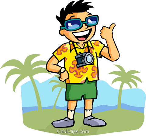 Tourist With Camera Royalty Free Vector Clip Art Illustration - Free Time Clip Art (480x448)