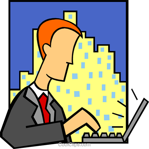 Business Laptop User Royalty Free Vector Clip Art Illustration - Cartoon (480x480)