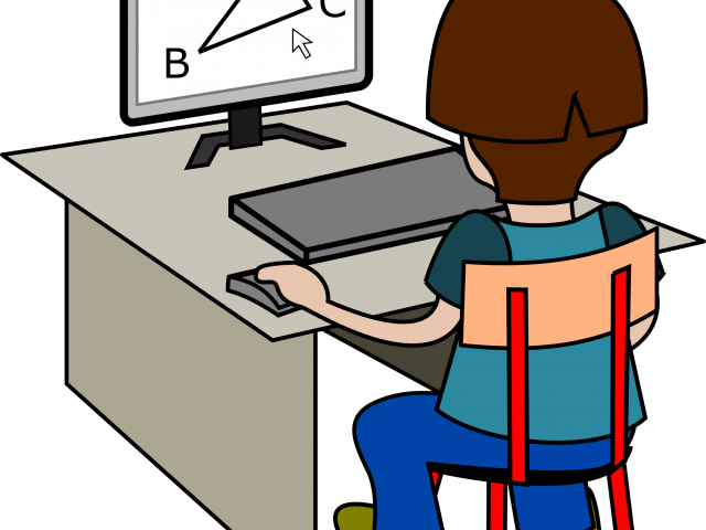 Homework Clipart Computer - Student On Computer Clip Art (640x480)