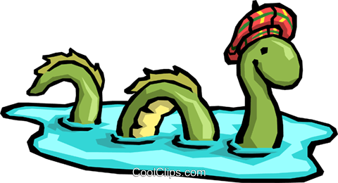 Cartoon Loch Ness Monster Royalty Free Vector Clip - Cartoon Loch Ness Monster (480x260)