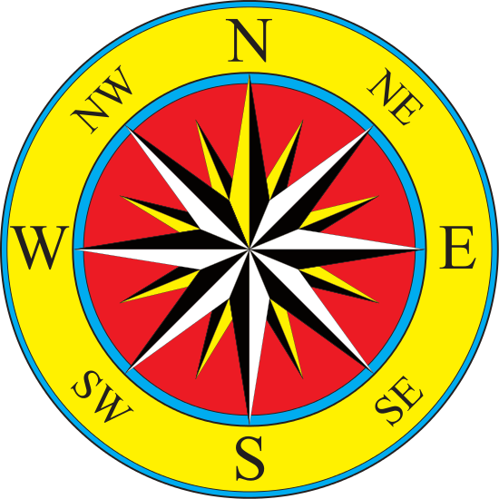 Compass Rose Black And White For Kids - Draw A Compass Rose (550x550)