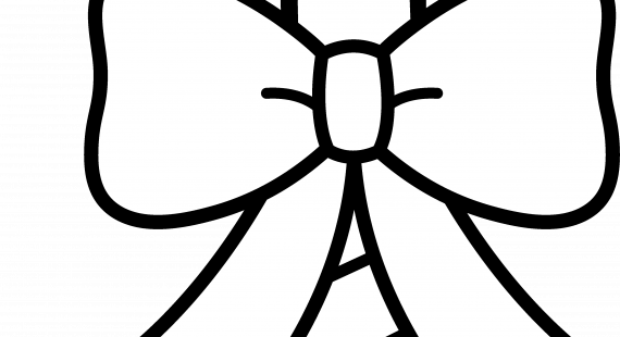 Urgent Candy Cane Color Page With Bow Line Art Free - Cute Clipart Black And White (570x310)