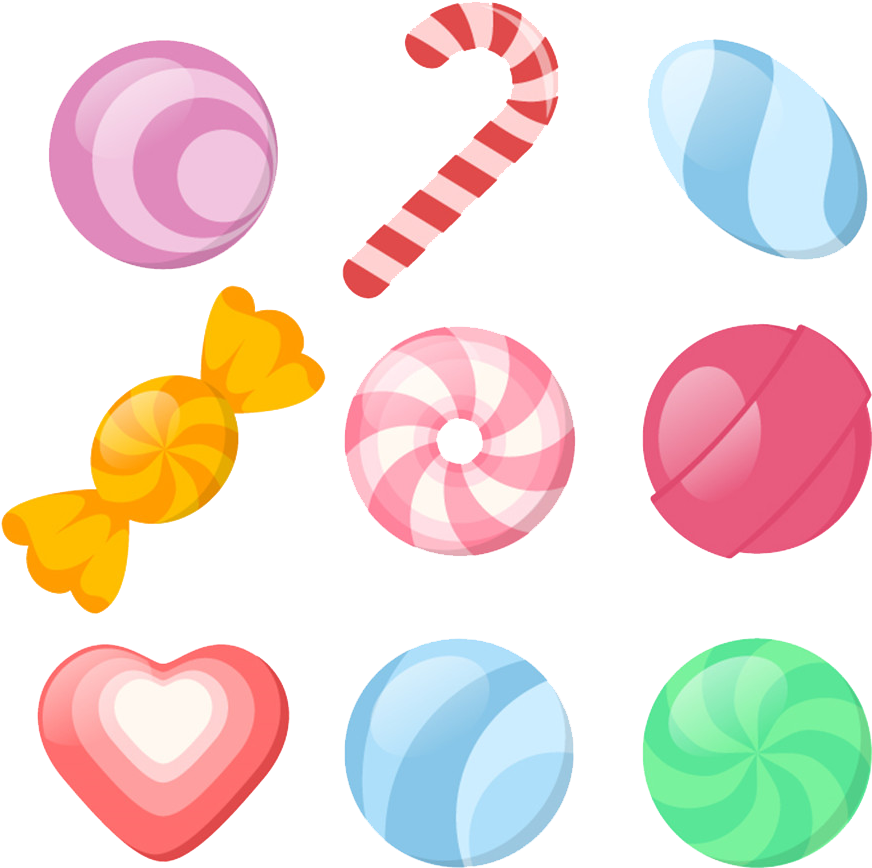 Cotton Candy Candy Cane Lollipop Candy Apple - Candy (1024x1024)