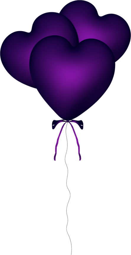 Roses And Rings 3d - Purple Heart Shaped Balloons (444x861)