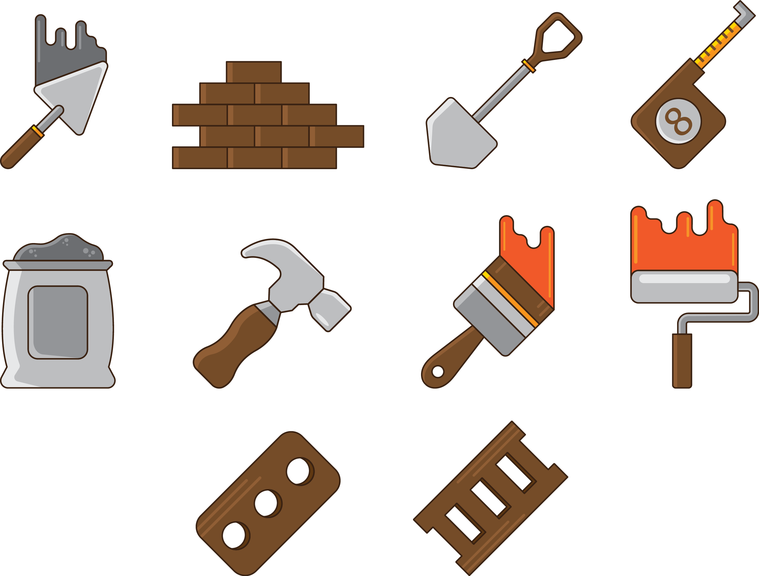 Bricklayer Graphic Design Architectural Engineering - ادوات البناء كليب ارت (2560x1941)