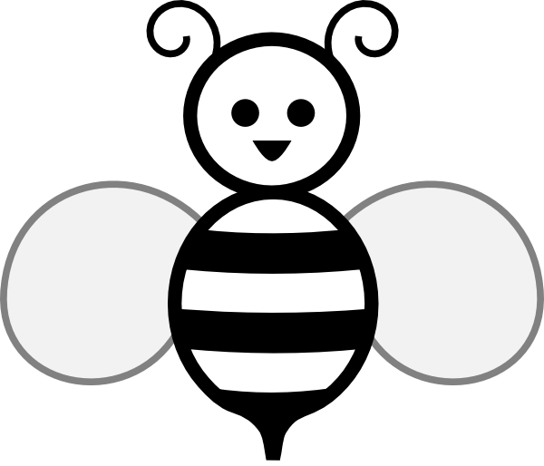 Black And White Bee Clip Art At Clker - Honey Bee Clipart Black And White (600x514)