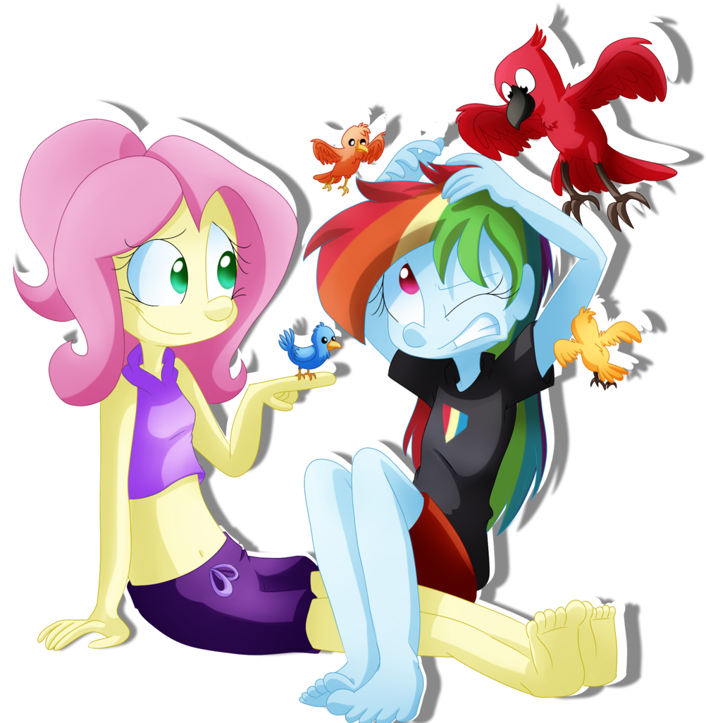 Fj-c, Barefoot, Belly Button, Bird, Clothes, Dashabuse, - Cartoon (1024x1024)