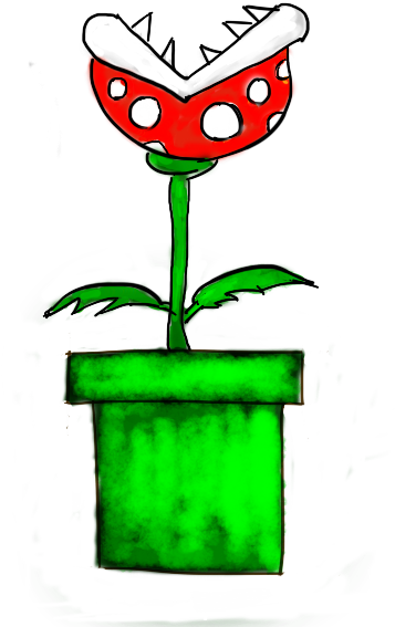 Drawn Plant Super Mario - Draw Mario Piranha Plant (407x600)