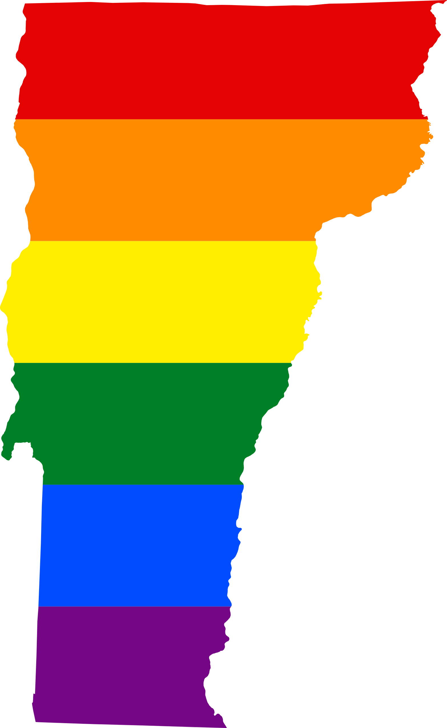 Lgbt Flag Map Of Vermont - Vermont Map Svg (1567x2550)