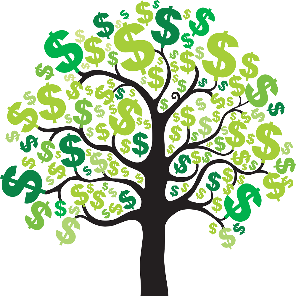 Изчислете Вярно Общата Цена На Притежание На Всяко - Money Tree Clipart (1000x1000)