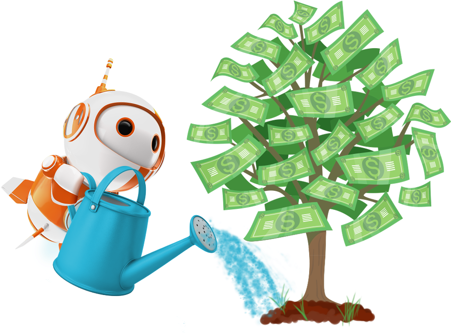Watering Money Tree - Cartoon (946x711)
