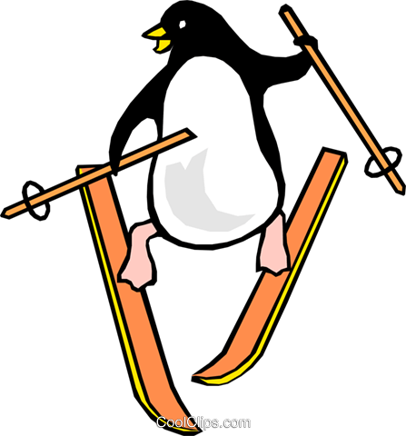 Ski Penguins, Cartoon, Skiing, Play Png Image And Clipart - Penguin Transparent Clipart Skiing Png (447x480)