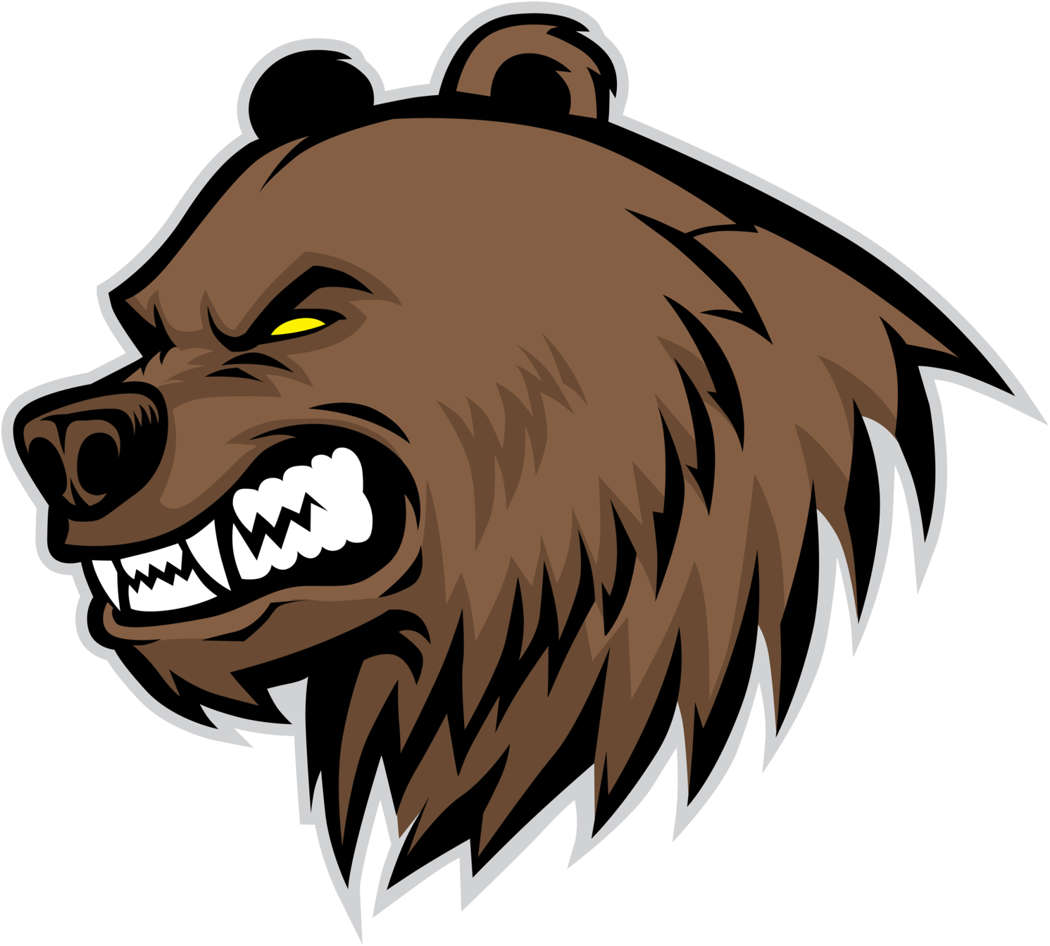 Grizzly Bear Drawing - Easy Angry Bear Drawing (1600x1486)