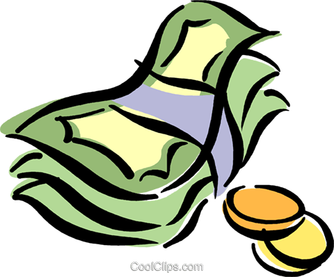 Dollar Bills And Coins Royalty Free Vector Clip Art - Administraçao Financeira E Orçamentaria (480x398)