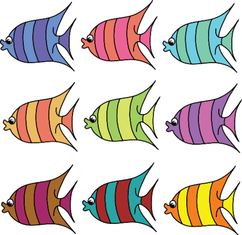 Click To See Printable Version Of Set Of Colorful Fish - Sea Creature Clipart (480x465)