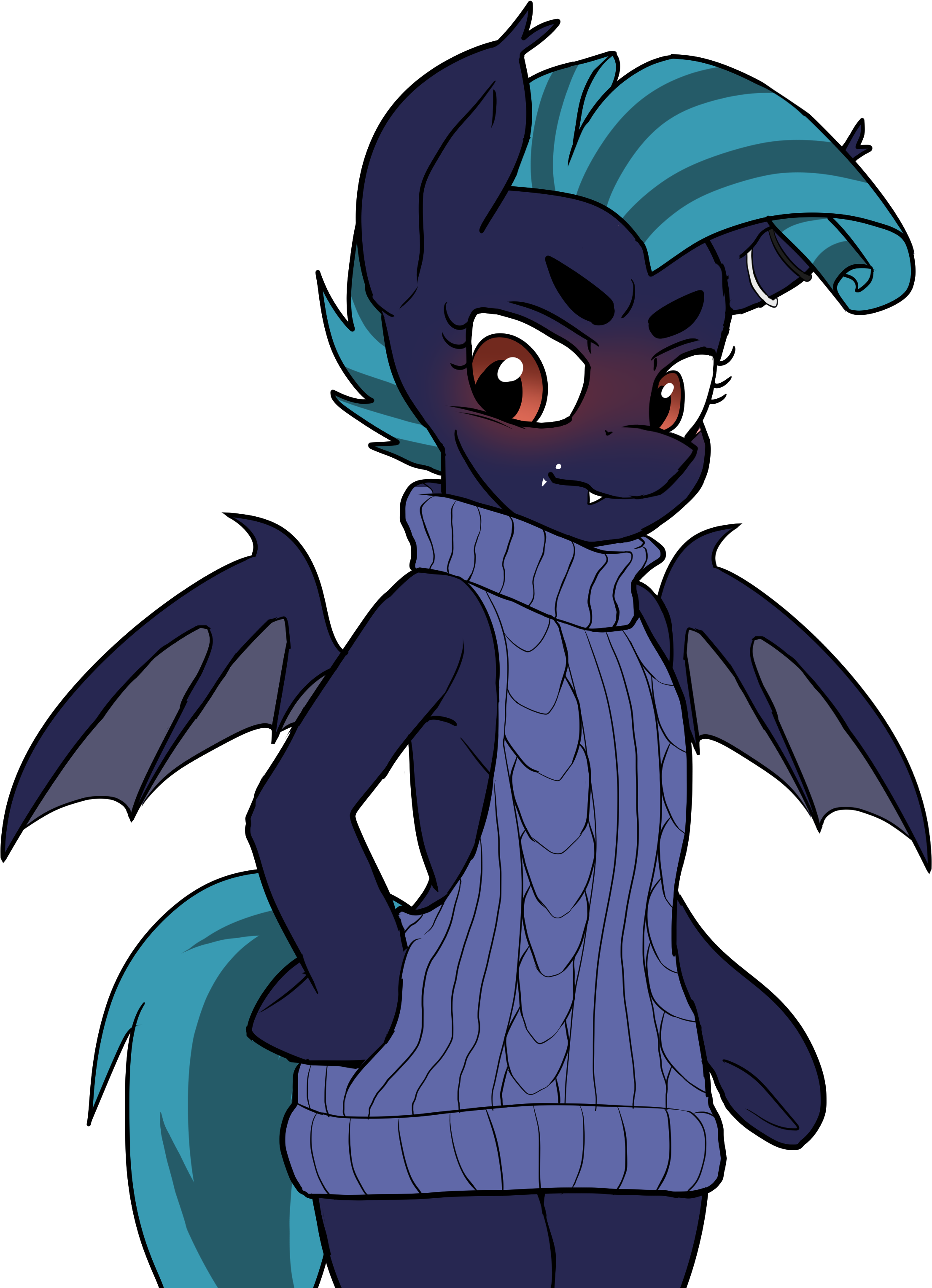 Neoncel, Backless, Base Used, Bat Pony, Blushing, Clothes, - Cartoon (2317x3069)