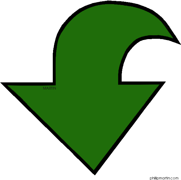 Curve Clipart Green Pencil And In Color Curve Clipart - Curved Down Green Arrow (621x648)