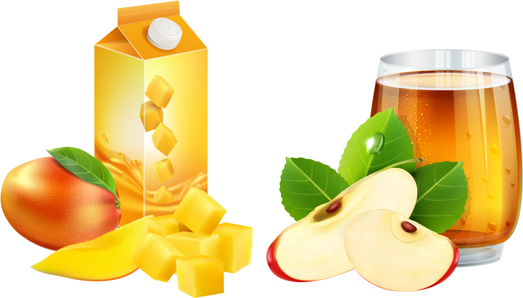 Orange Juice Apple Juice Mango - Juice Apple Png (1882x1083)