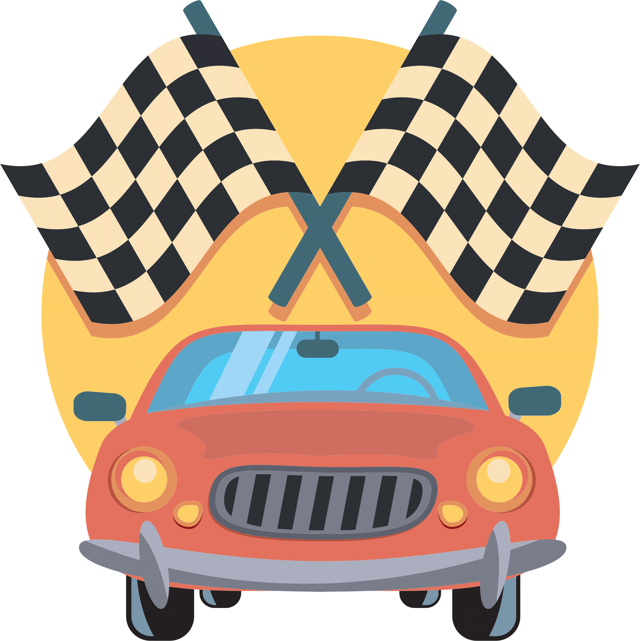 Race Car Clipart - Check Flag Car (2150x2156)
