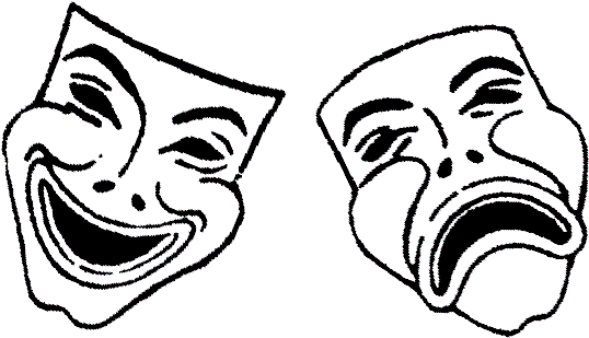 Drama Masks Clipart - Comedy And Tragedy Masks (585x329)