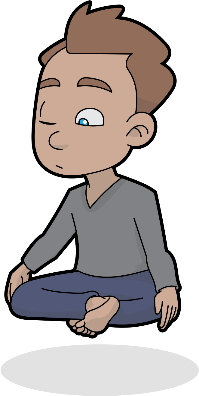Curious Meditating Cartoon Man - Sitting (1000x1414)
