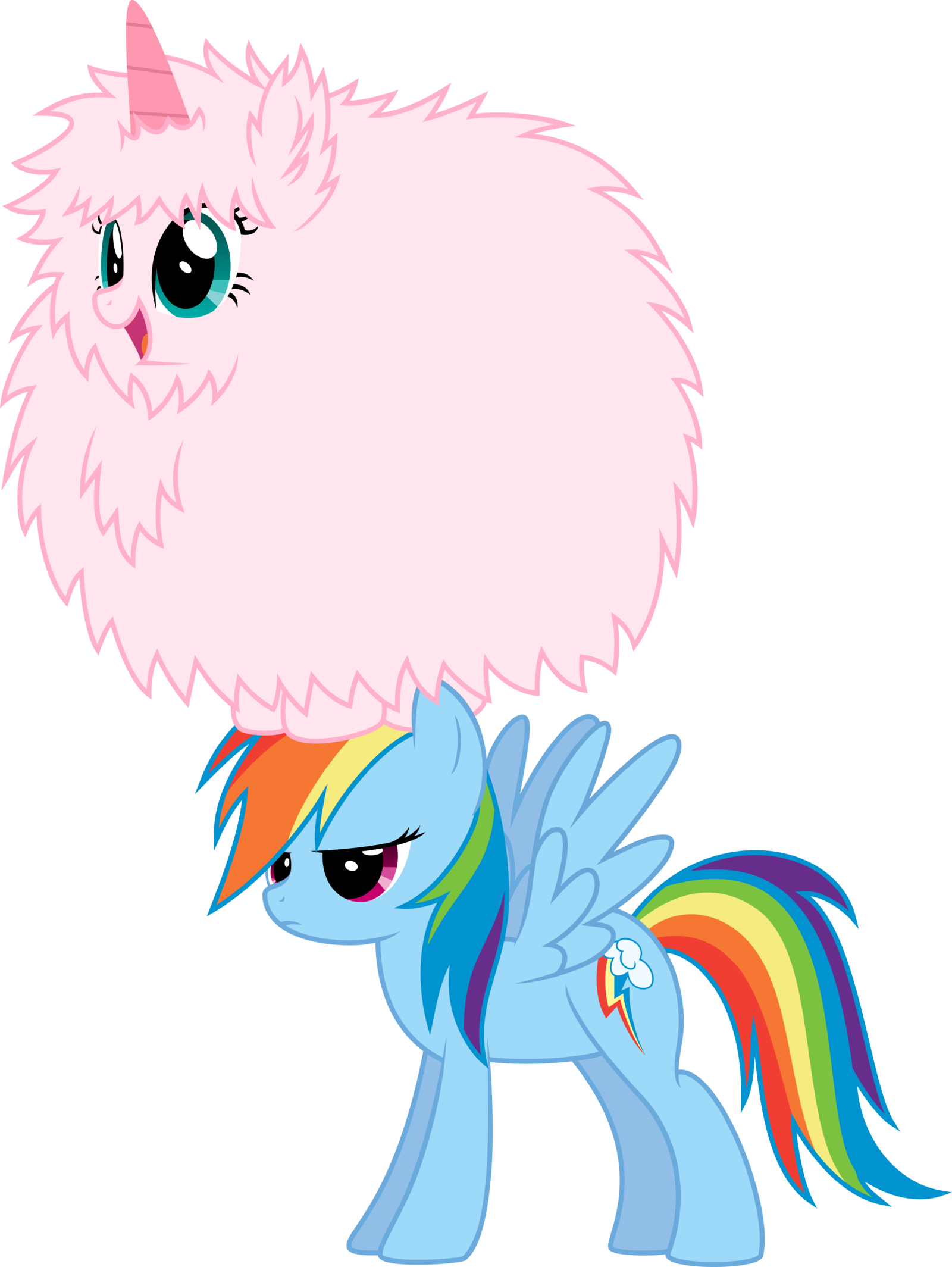 Dash By Mactavish1996 Fluffle Puff Dancing On Rainbow - Pink Fluffy Unicorns Dancing On Rainbow Dash (1600x2129)