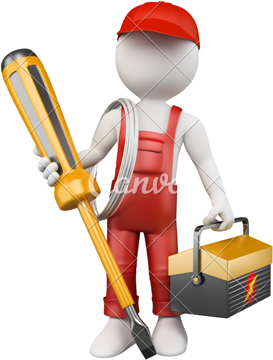 3d White People Electrician - 3d Man Electrician (600x800)