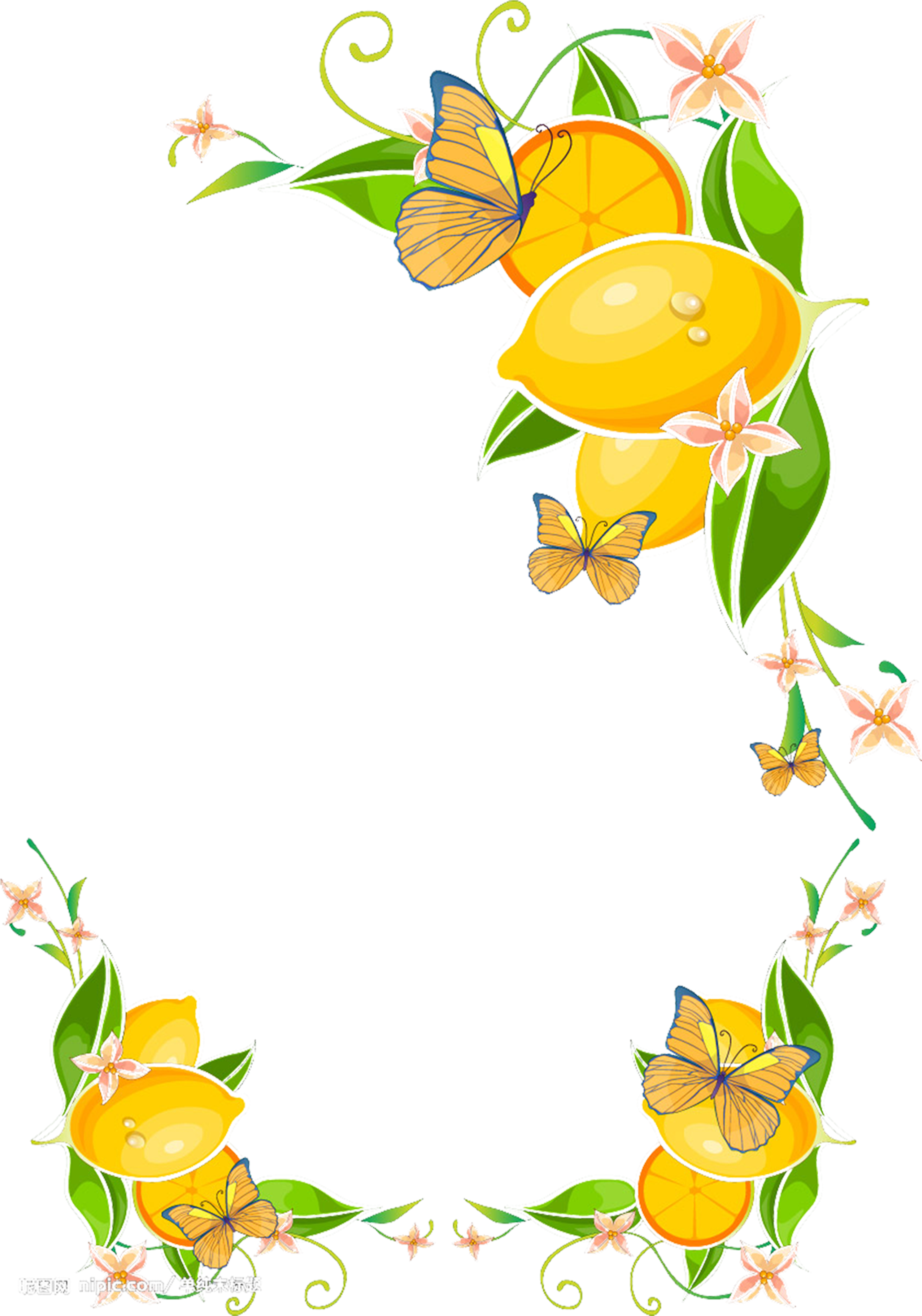 Juice Lemon Clip Art - Flower Wall Mural - Beautiful Butterfly (3937x4388)