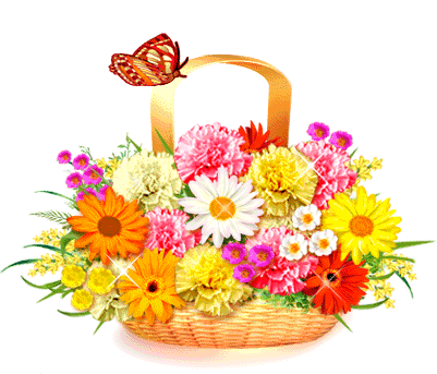 A Basket Of Flowers - Flower Basket Gif (401x313)
