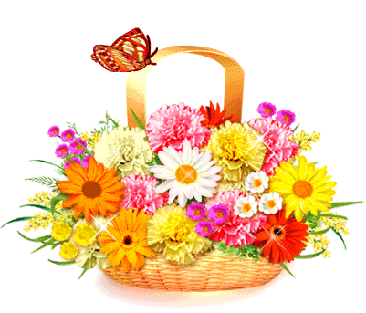 A Basket Of Flowers - Flower Basket Gif (401x313)