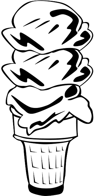 Cream Black, Food, Menu, White, Cartoon, Free, Ice, - Ice Cream Cone Clip Art (320x640)