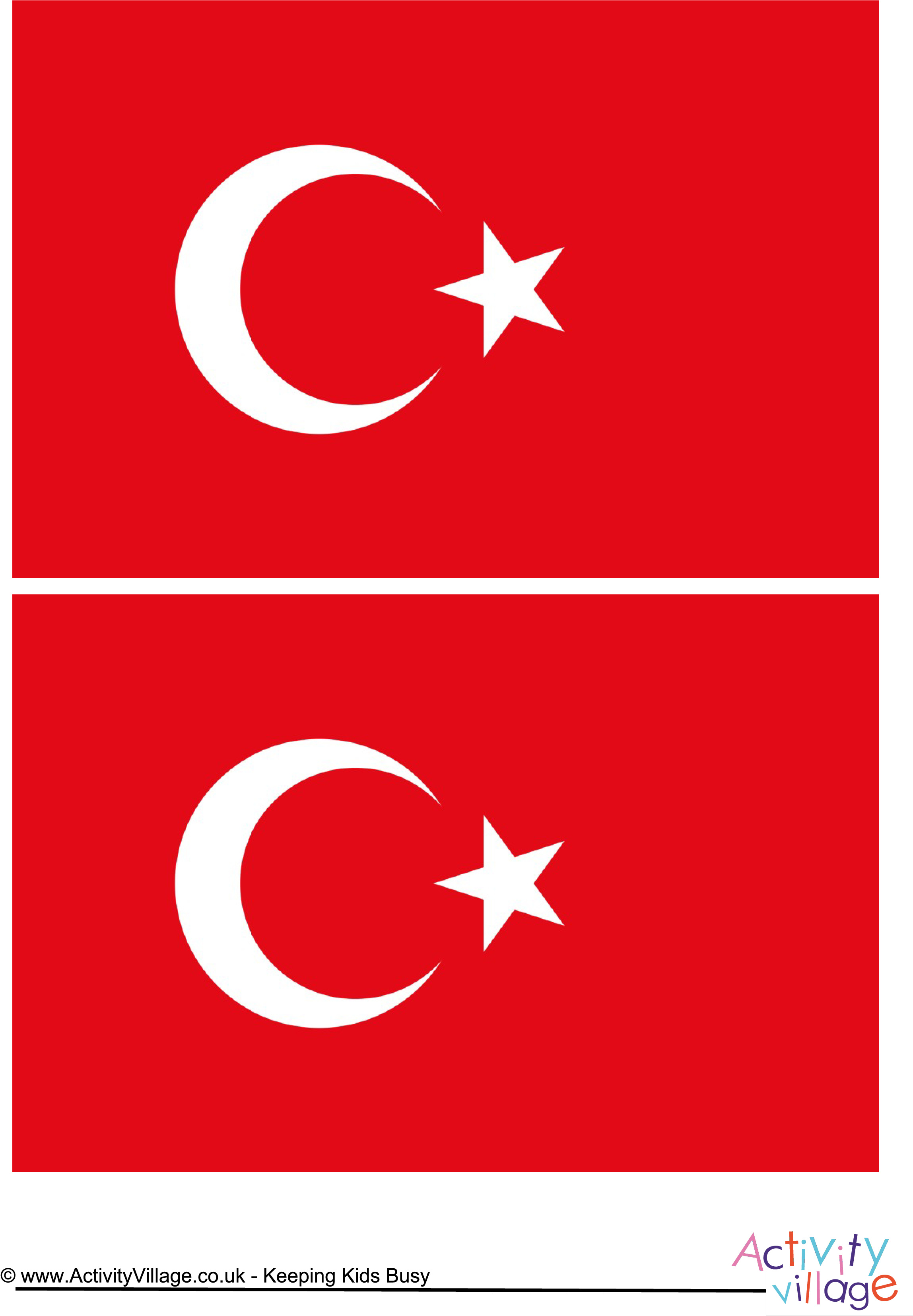 Download This Free Printable Turkey Template A4 Flag, - Türk Bayrağı Yuvarlak Vektörel (2480x3508)