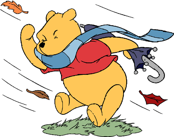 Autumn/fall Season Clip Art Image - Windy Winnie The Pooh (600x488)