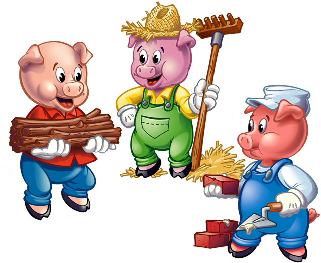 The First Little Pig Built His House From Straw - Three Little Pigs (640x609)