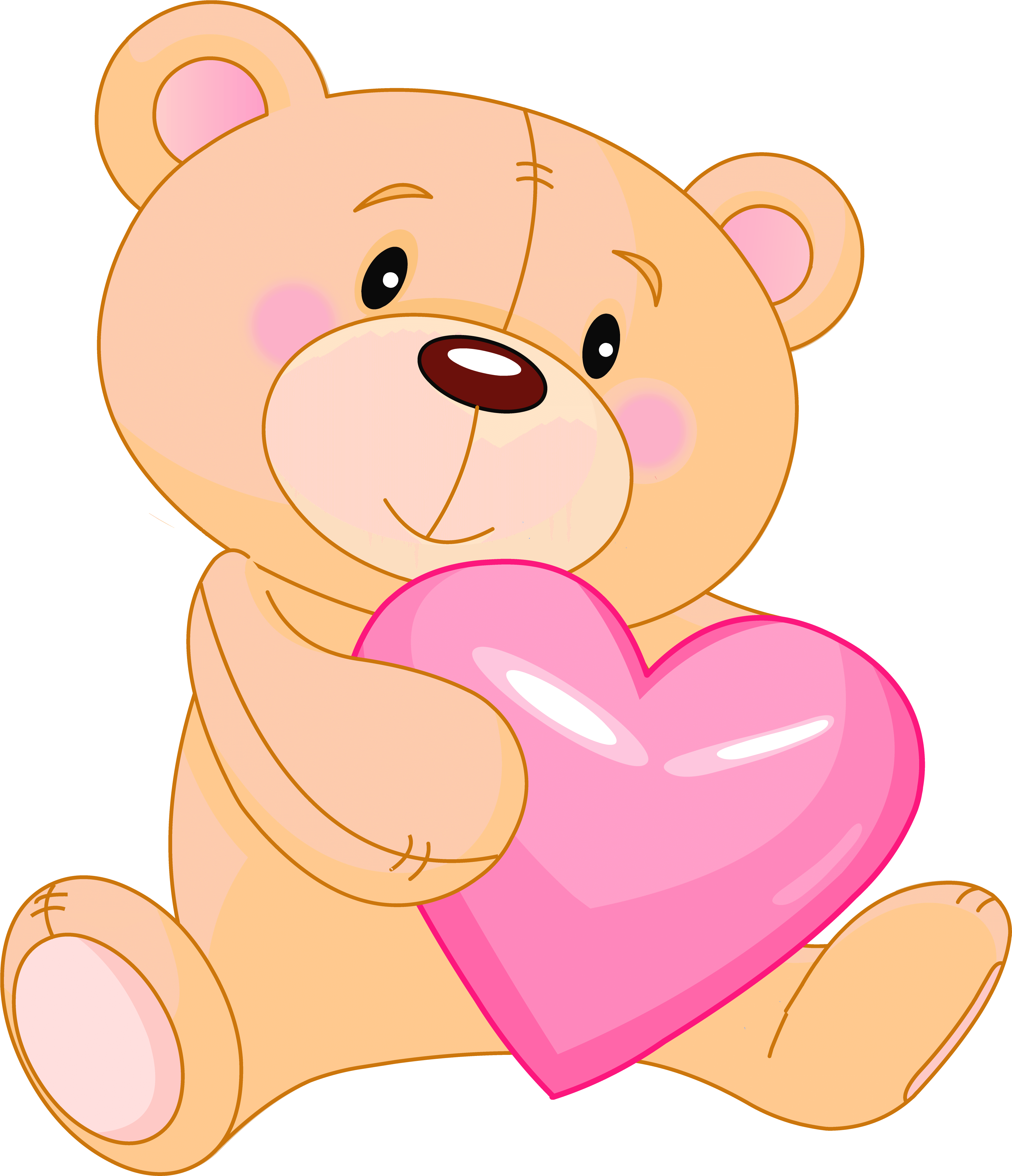 Cute Pink Heart Clipart - Teddy Bear Clipart Png (3939x4555)