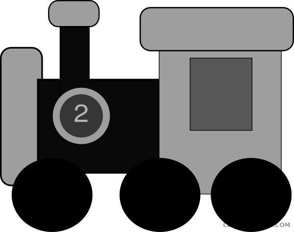Grey Train Transportation Free Black White Clipart - Toy Train (600x473)