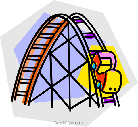 Roller Coaster Rides Royalty Free Vector Clip Art Illustration - Roller Coaster Clip Art (480x440)