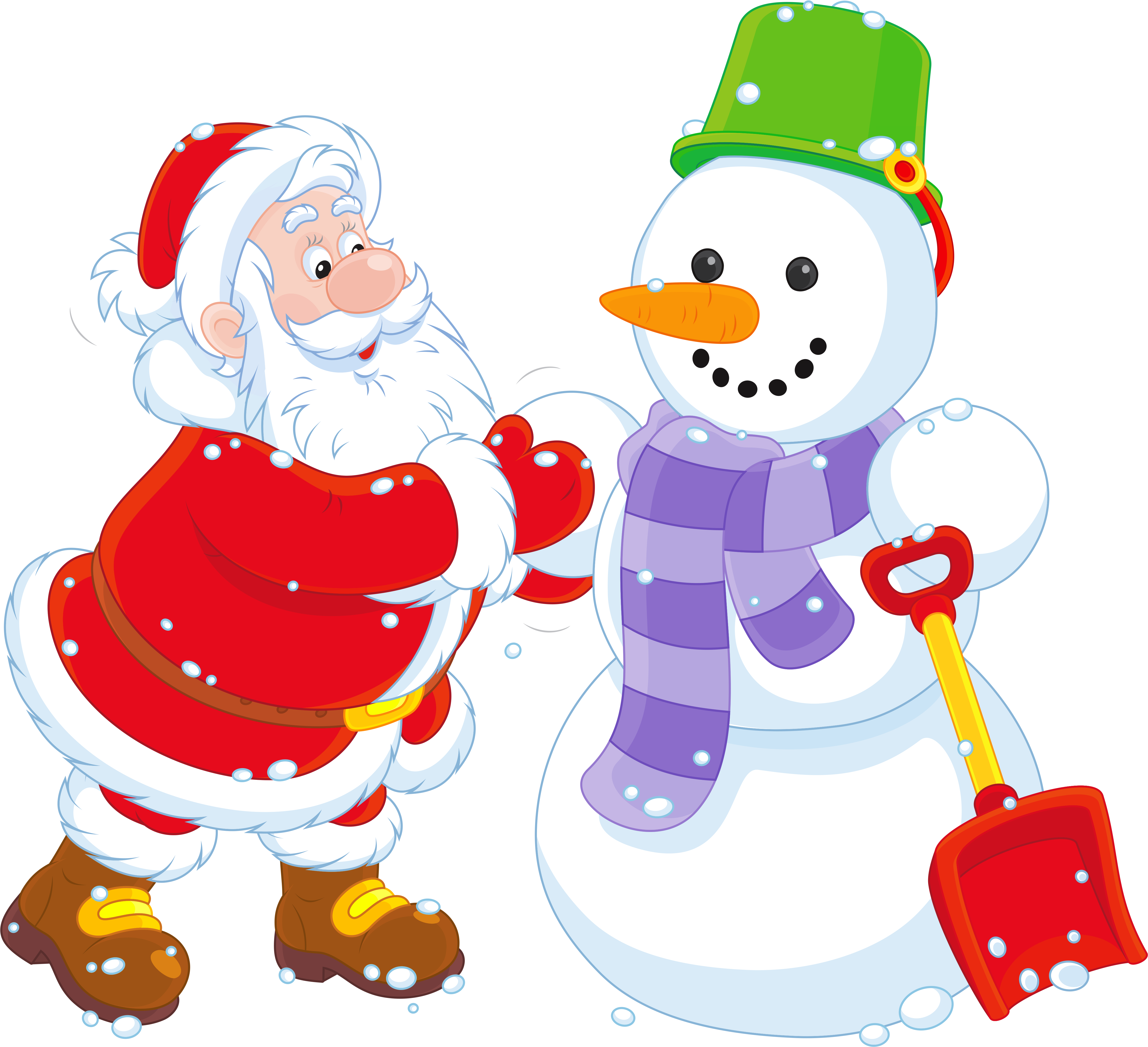 Transparent Santa And Snowman Png Clipart - Santa And Snowman Clipart (5000x4527)