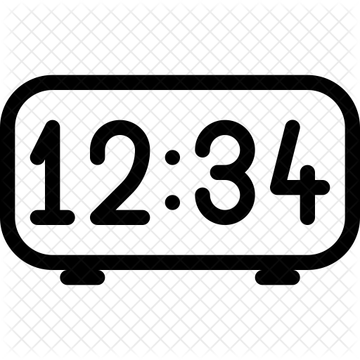 Digital Alarm Clock Icon - Digital Time Clipart Black And White (512x512)