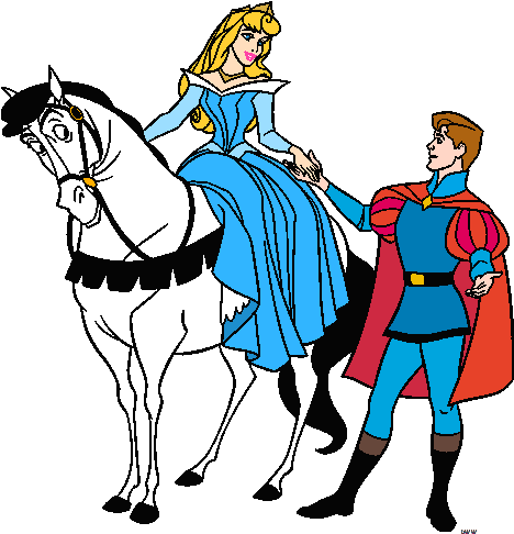 Kissing Clipart Sleeping Beauty - Sleeping Beauty On Horse (488x489)