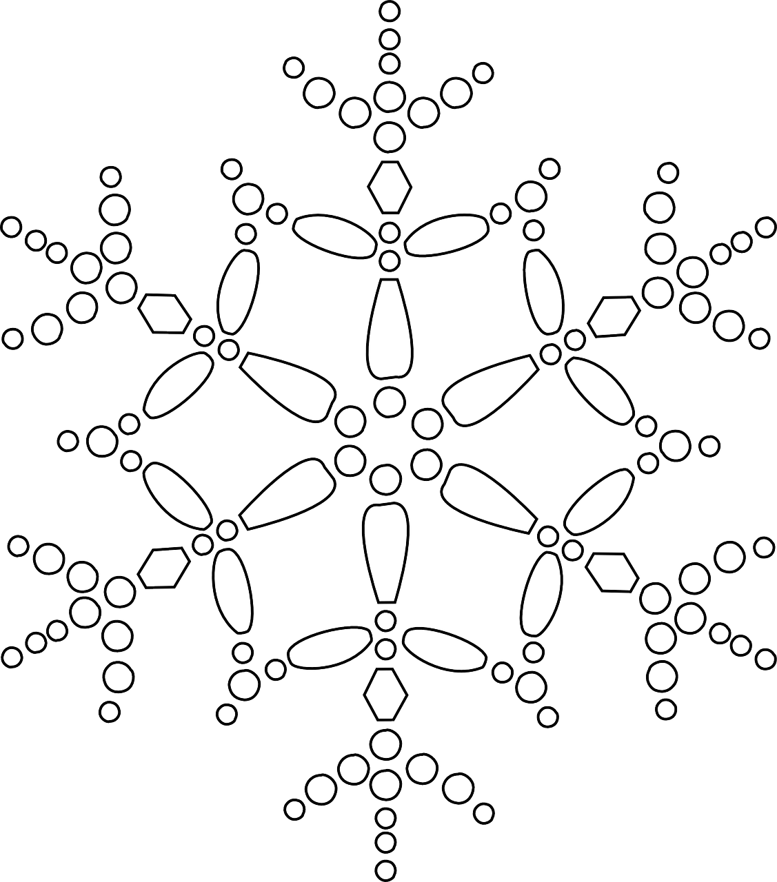 Shrewd Pictures Of Snowflakes To Print Snowflake Colouring - Black And White Holiday (1127x1280)