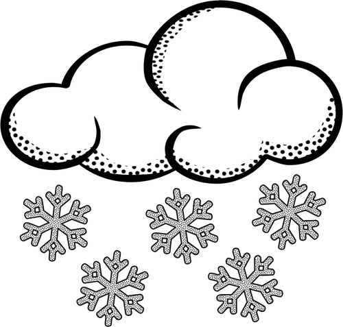 Clip Art Of Think Line Art Snowy Cloud - Snow Cloud Clipart Black And White (500x477)