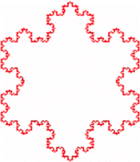 Flocon De Neige Gros Rouge - Courbe De Von Koch (555x573)