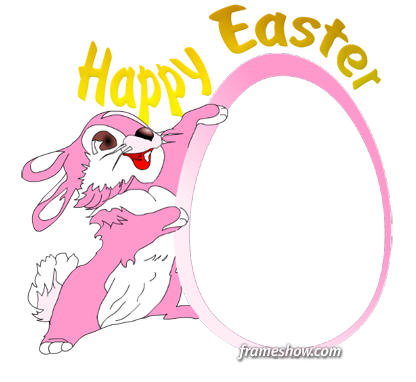 Happy Easter Rabbit Photo Frame - Cartoon (416x382)