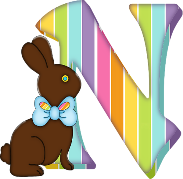 Art Letter N Chocolate Easter Bunny By - Letter B Chocolate Easter Bunny Shower Curtain (600x587)