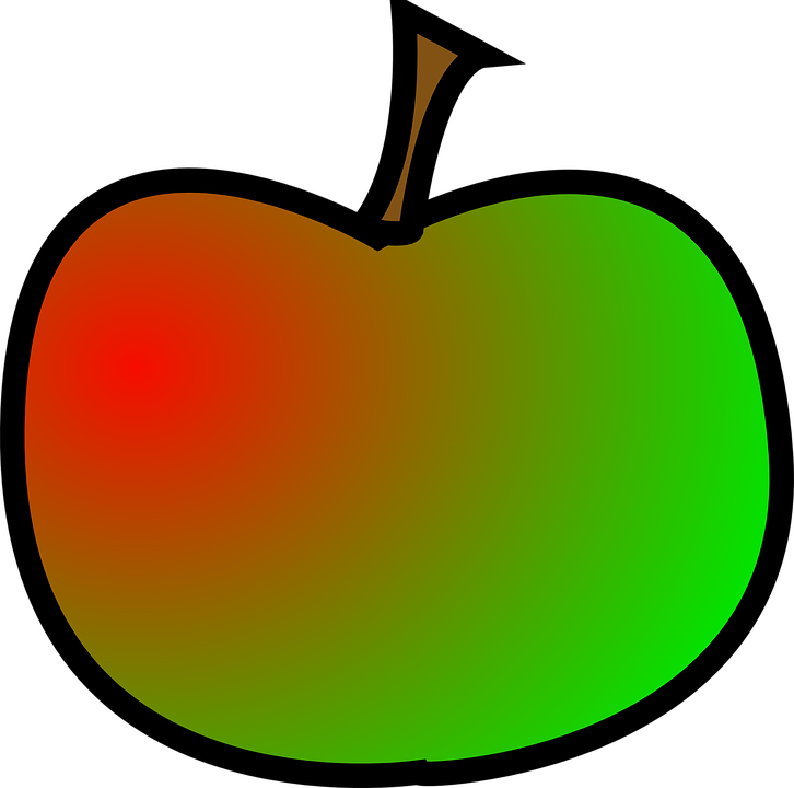 Collection Of Cartoon Apple - Clip Art Red And Green Apple (726x720)