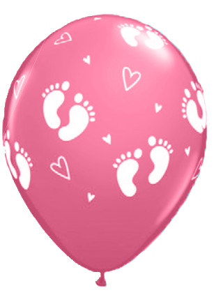 43418 11″ Baby Foot Print Girl - Baby Balloons Png (332x422)