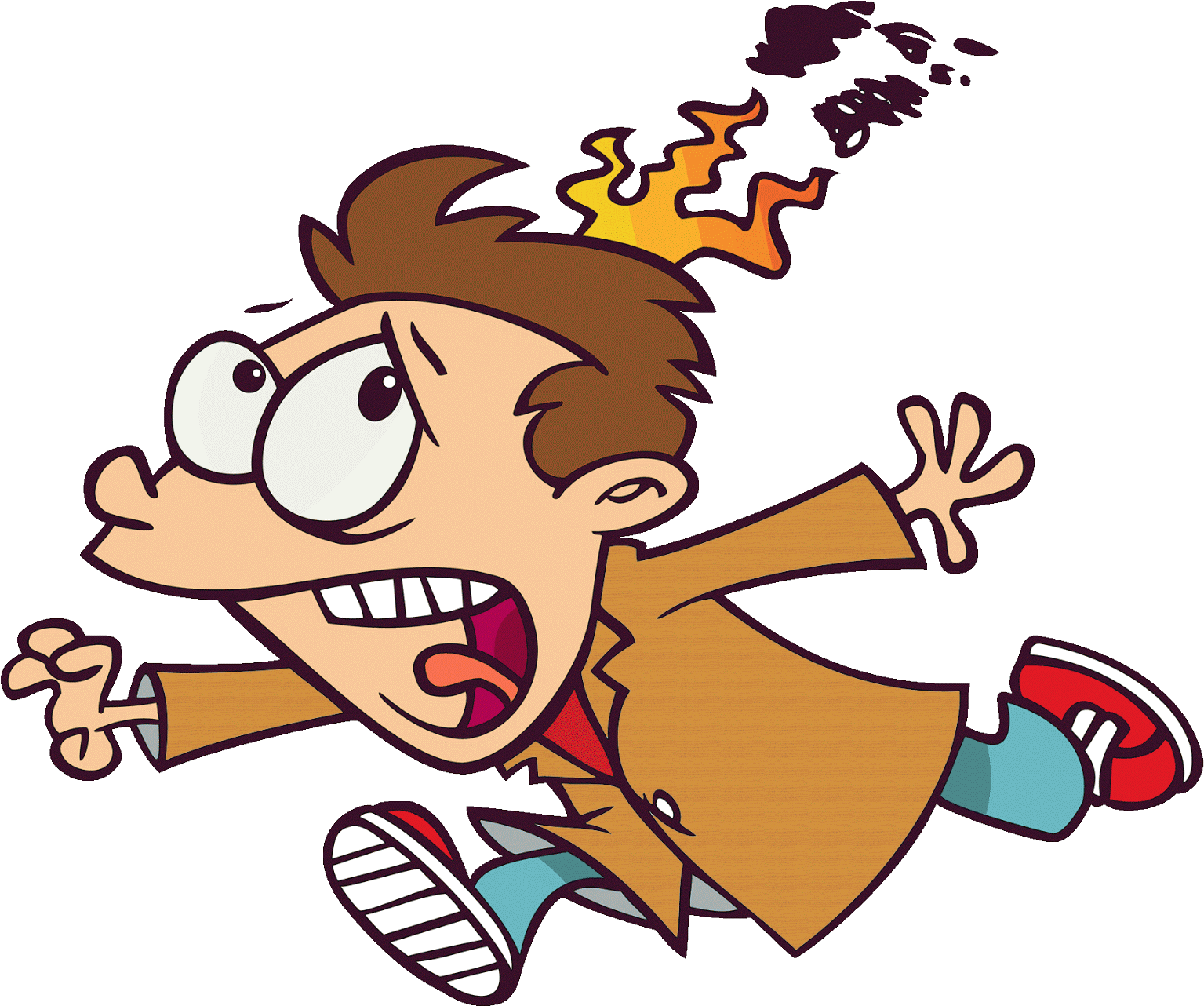 Cartoon Running With Hair On Fire Clipart - Running Around With Your Hair On Fire (1600x1296)